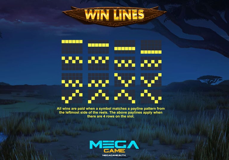 Paylines Wild Cats Multiline 4 rows
